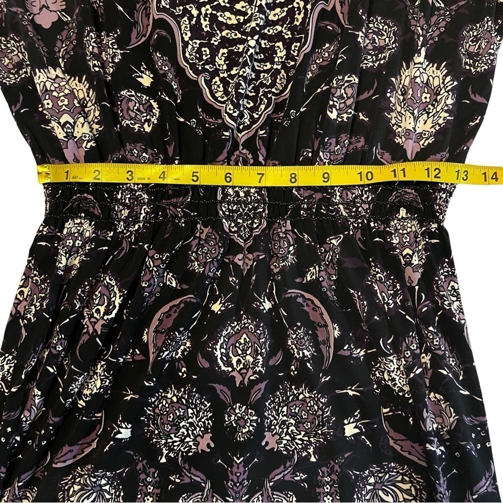 Studio M Elaborate Purple Floral Tie-back Loose Sleeve Dress Size M Smocked - Picture 11 of 16